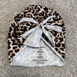 Posh Peanut Lana Leopard Print Kids Turban Hat with Bow